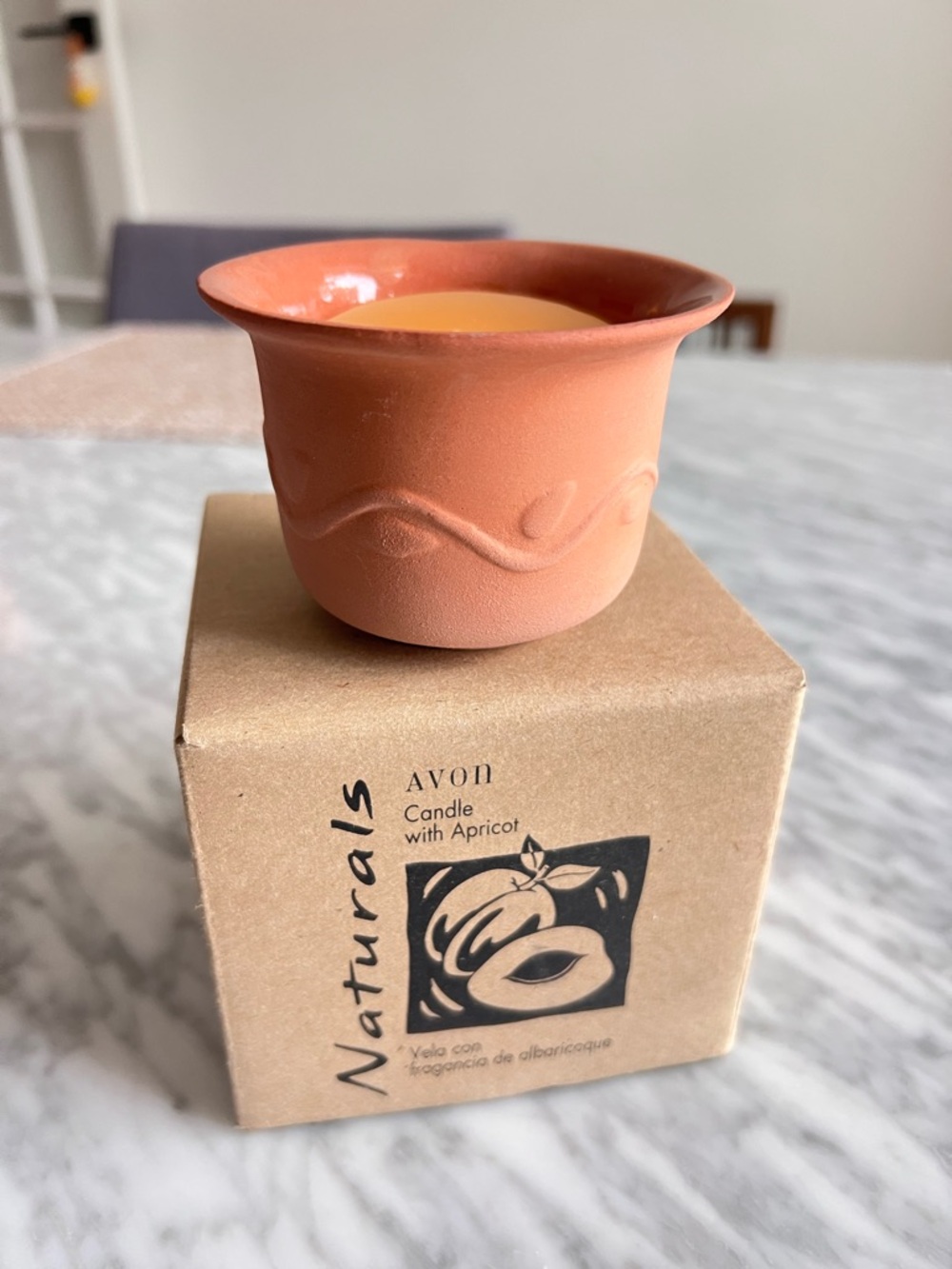 Vintage Avon Terra-Cotta Pot Candle in Apricot-Terracotta Hue